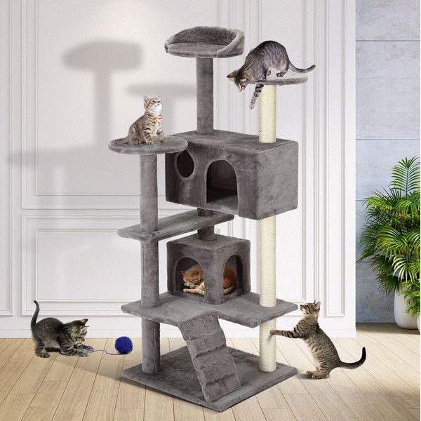 Cat Scratching Post Climbing Tree Tower Scratcher Pole Soft Perch Play House Exercise Gym 130cm Medium Tall