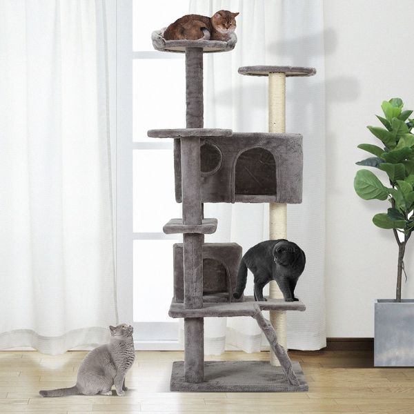 Cat Scratching Post Climbing Tree Tower Scratcher Pole Soft Perch Play House Exercise Gym 130cm Medium Tall