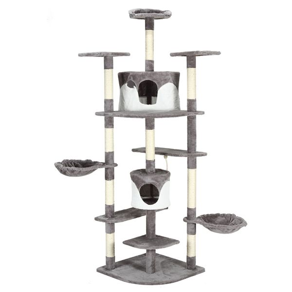 Large Cat Tree Scratching Post Pole Playhouse Gym Home Climbing Tower Perches Condos 200cm Tall 8 Levels