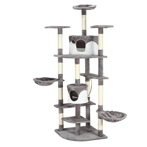 Large Cat Tree Scratching Post Pole Playhouse Gym Home Climbing Tower Perches Condos 200cm Tall 8 Levels