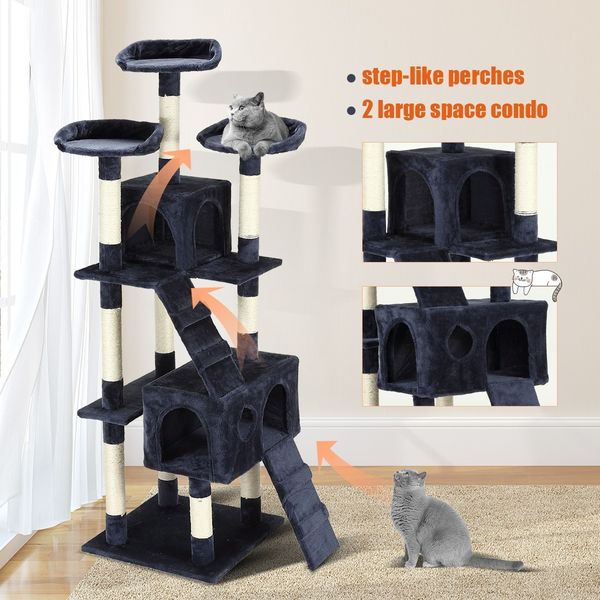 Cat Scratching Post Climbing Tree Pole Tower Gym Playhouse Condo Sisal Scratcher Perch Center 171cm Tall XL