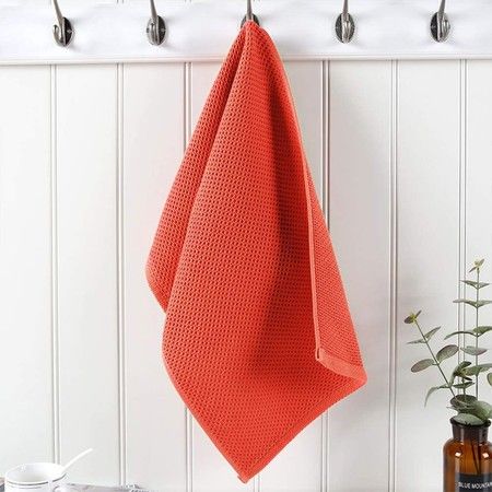 100% Cotton Waffle Weave Kitchen Dish Towels, Ultra Soft Absorbent Quick Drying Cleaning Towel, 13x28 Inches, 4-Pack, Brick Red