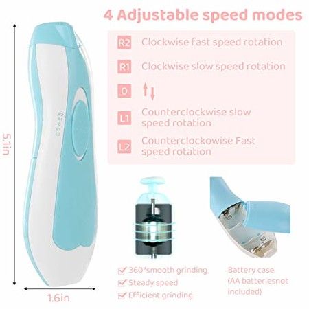 Electric Nail Trimmer for Tiny Newborn Fingernails and Toenails, 6-in-1 Manicure Set with Light, 4 Working Modes (Sky Blue)