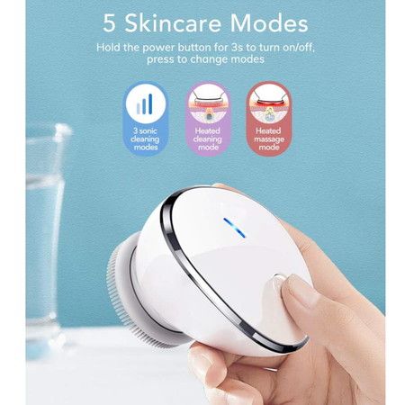 2021 Cleanse & Heated Massager Sonic Vibrations Facial Cleansing Brush