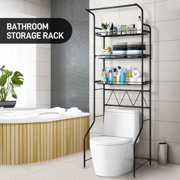 3-Tier Steel Freestanding Bathroom Rack Shelves Over Toilet Washer Dryer Shelf Laundry Storage