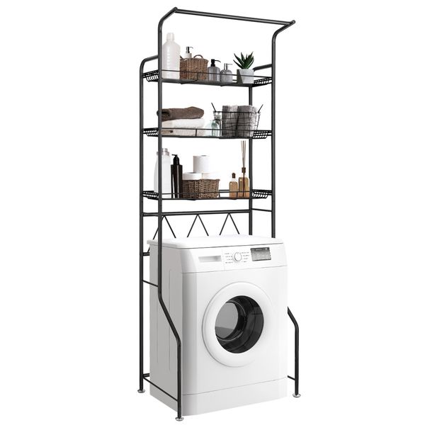 3-Tier Steel Freestanding Bathroom Rack Shelves Over Toilet Washer Dryer Shelf Laundry Storage