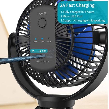 Rechargeable Battery Powered Clip Fan with Flexible Tripod