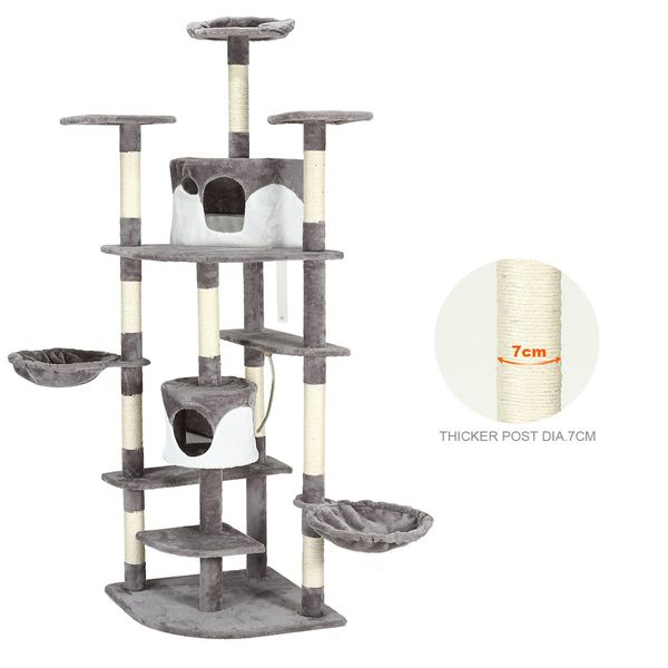 Large Cat Tree Scratching Post Pole Playhouse Gym Home Climbing Tower Perches Condos 200cm Tall 8 Levels