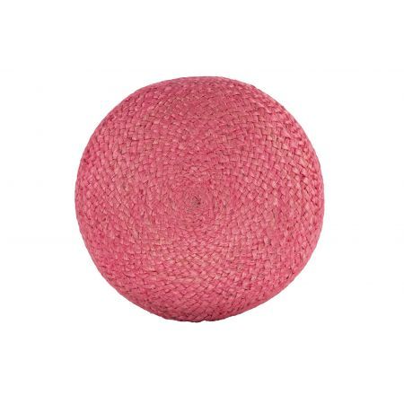 Ava Dual Color Jute Pouf NAT/ Pink