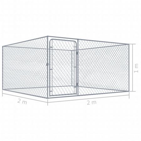 Outdoor Dog Kennel Galvanised Steel 2x2x1 m