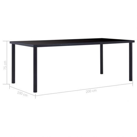 Dining Table Black 200x100x75 cm Tempered Glass