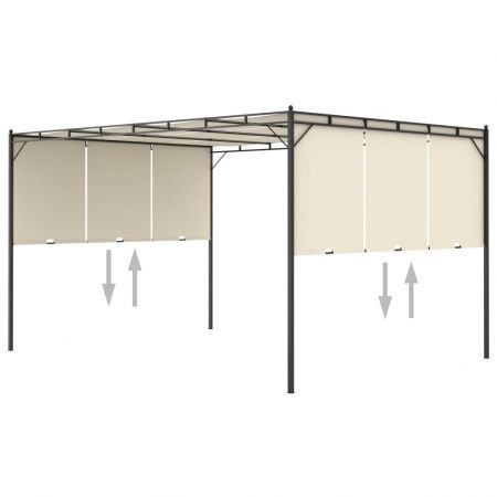 Garden Gazebo with Side Curtain 4x3x2.25 m Cream