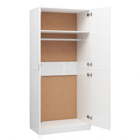 Wardrobe High Gloss White 80x52x180 cm Chipboard