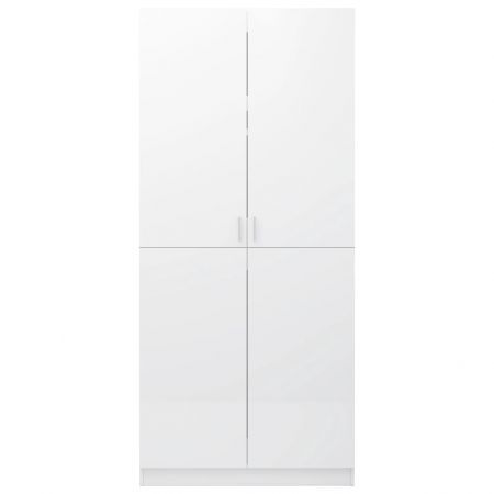 Wardrobe High Gloss White 80x52x180 cm Chipboard