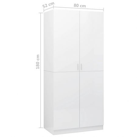 Wardrobe High Gloss White 80x52x180 cm Chipboard