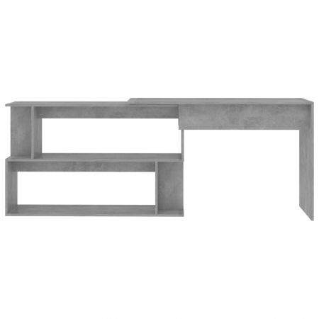 Corner Desk Concrete Grey 200x50x76 cm Chipboard