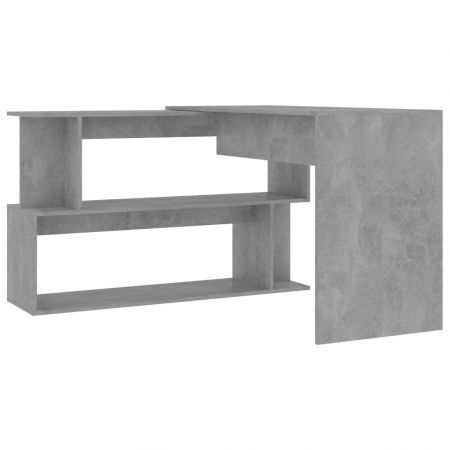 Corner Desk Concrete Grey 200x50x76 cm Chipboard