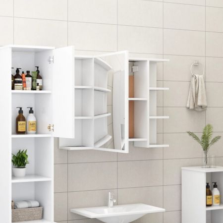 Bathroom Mirror Cabinet White 80x20.5x64 cm Chipboard