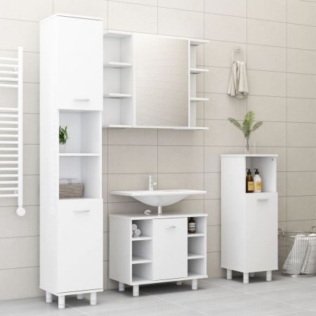 Bathroom Mirror Cabinet White 80x20.5x64 cm Chipboard