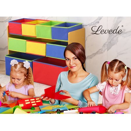 Levede Kids Toy Box 9 Bins Storage Rack Organiser Cabinet Wooden Bookcase 3 Tier