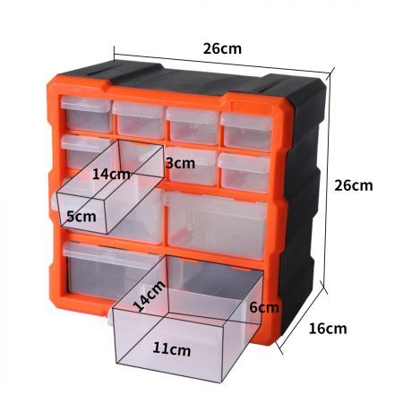 Tool Storage Cabinet Organiser Drawer Bins Toolbox Part Chest Divider 12 Drawers