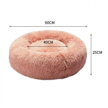 Pet Bed Cat Dog Donut Nest Calming Kennel Cave Deep Sleeping Pink M