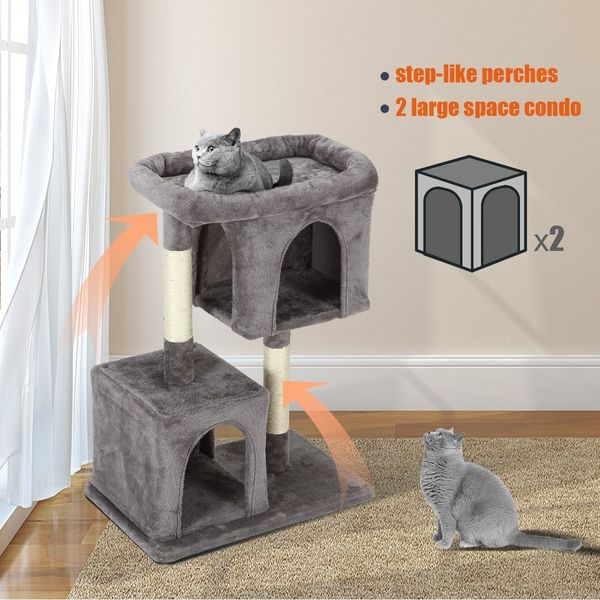 Cat Climbing Tree Gym Sisal Pole Tower Scratching Post Playhouse Condo Perch Multi Levels 73cm Tall