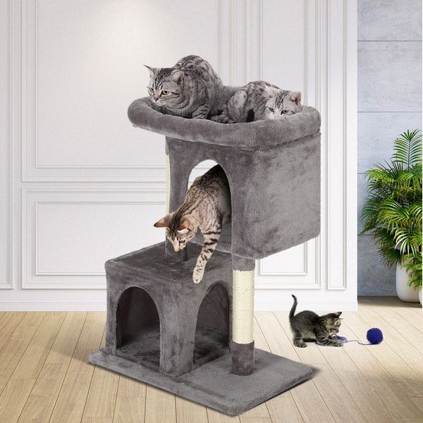 Cat Climbing Tree Gym Sisal Pole Tower Scratching Post Playhouse Condo Perch Multi Levels 73cm Tall