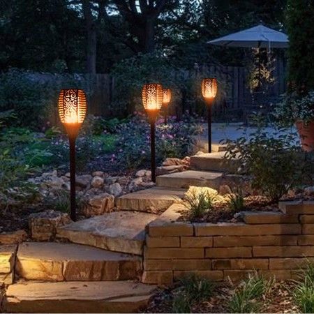 Solar Lights Outdoor Upgraded 43"(1 PACK) 96 LED Waterproof Flickering Flames Torch Lights