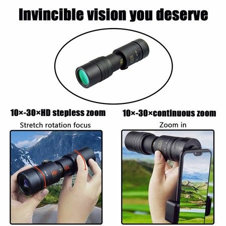 Super Telephoto Zoom Monoculars - 4K 10-300X40Mm Waterproof and Anti-Fog Night Vision