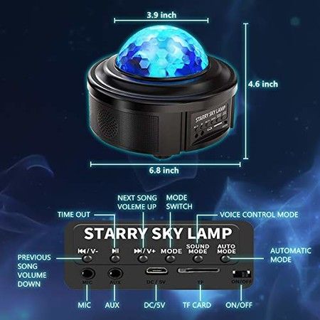 2021 Star Projector Night Light Projector with LED Galaxy Ocean Wave Projector Bluetooth Music Speaker