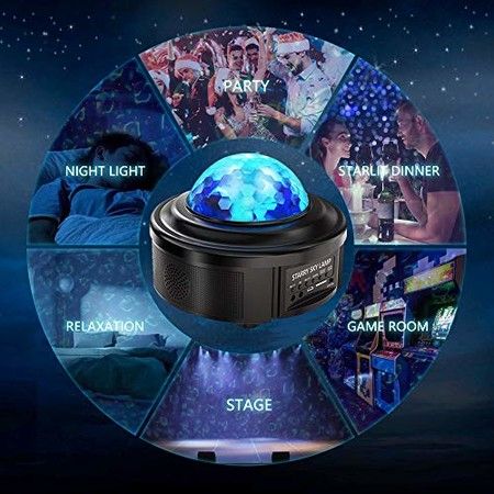 2021 Star Projector Night Light Projector with LED Galaxy Ocean Wave Projector Bluetooth Music Speaker