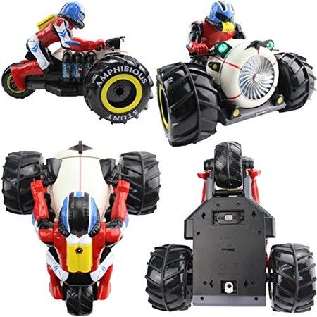 Amphibious High Speed Spinning Stunt Motorcycle Drives on Land and Water Vehicle Toys