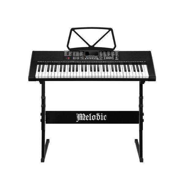 Melodic Electronic 61-Lighted Key Piano Keyboard 24 Demo Songs USB Jacks Music Stand