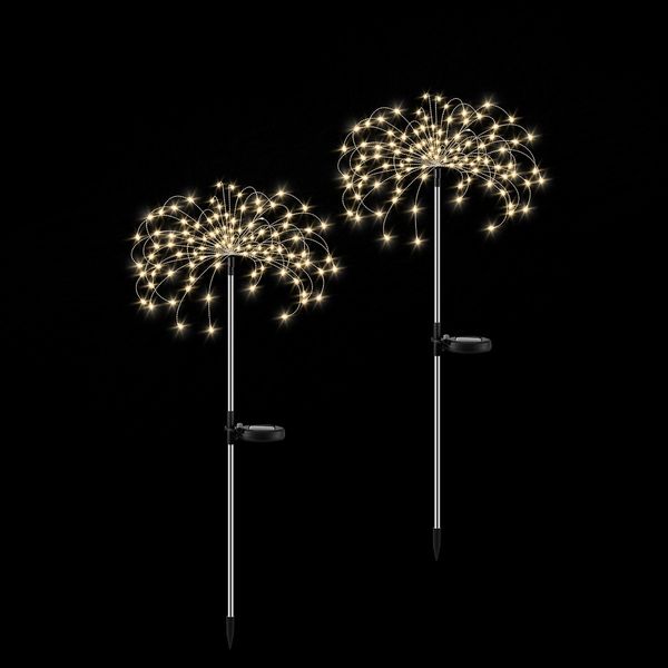 2x Solar Firework String Lights Garden Feature LED Light Sensor Night Lamp Warm White