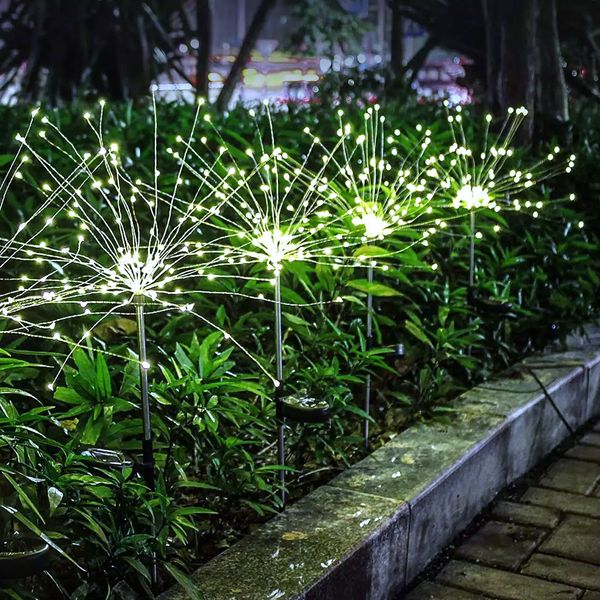 2x Solar Firework String Lights Garden Feature LED Light Sensor Night Lamp Cold White