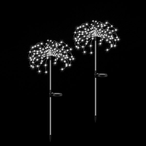 2x Solar Firework String Lights Garden Feature LED Light Sensor Night Lamp Cold White