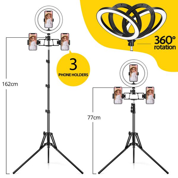 10 Inch LED Ring Light Selfie Ring Light with Adjustable Tripod Stand for Makeup Video Vlog