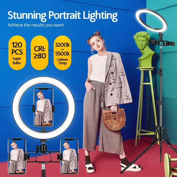 10 Inch LED Ring Light Selfie Ring Light with Adjustable Tripod Stand for Makeup Video Vlog