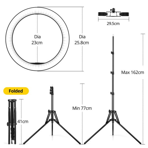 10 Inch LED Ring Light Selfie Ring Light with Adjustable Tripod Stand for Makeup Video Vlog