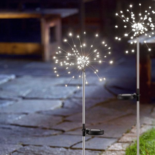 4x Solar Firework String Lights Garden Feature LED Light Sensor Night Lamp Cold White