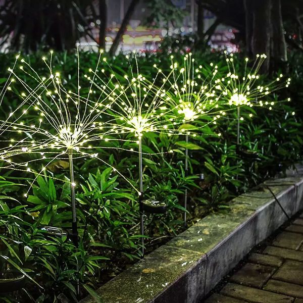 4x Solar Firework String Lights Garden Feature LED Light Sensor Night Lamp Warm White