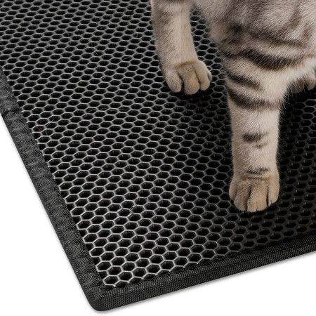 Cat Litter Mat Litter Trapper Size 24in X 15in, Honeycomb Double-Layer Design Waterproof Urine Proof Material, 2-Layer Sifting