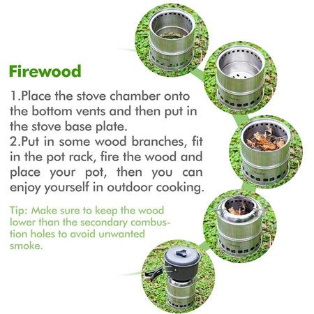 Potable Wood Burning Stoves for Picnic BBQ Camping Hiking with Grill Grid