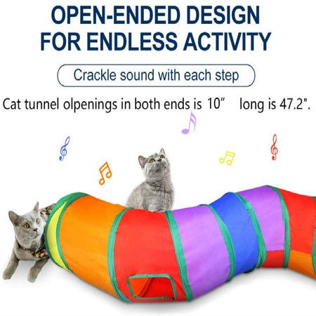 Cat Tunnel with Play Ball, Interactive Peek-a-Boo Cat Chute Cat Tube Toy, Camouflage S-Tunnel for Indoor Cat, Best for Pet