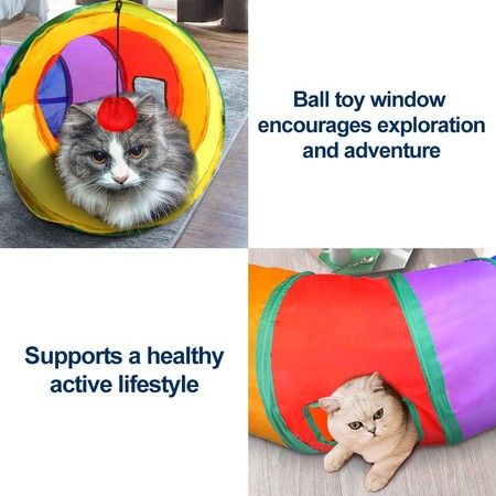 Cat Tunnel with Play Ball, Interactive Peek-a-Boo Cat Chute Cat Tube Toy, Camouflage S-Tunnel for Indoor Cat, Best for Pet