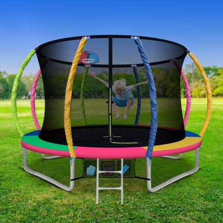 Everfit 10FT Trampoline for Kids w/ Ladder Enclosure Safety Net Rebounder Colors