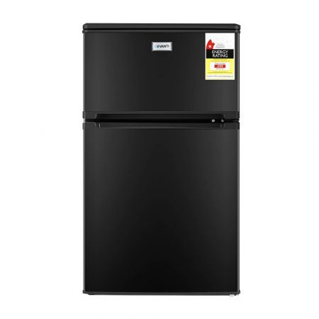 Devanti 84L Bar Fridge 2 Door Built-in Light Beverage Cooler Drink Black Fridges