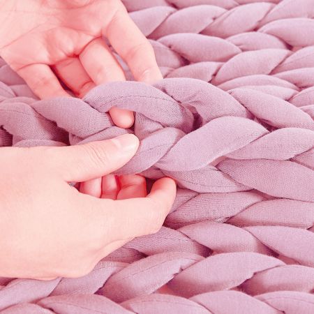 Knitted Weighted Blanket Chunky Pink Double 7KG