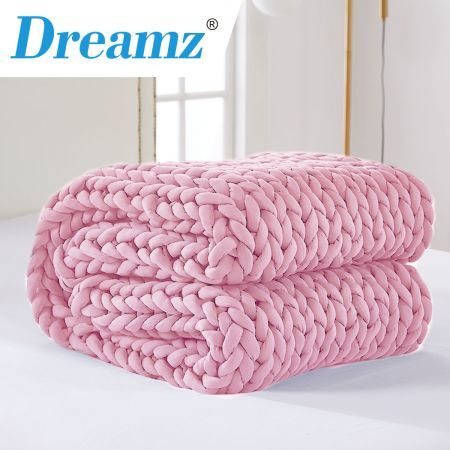 Knitted Weighted Blanket Chunky Pink Double 7KG